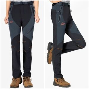 Outdoor Sports Softshell Fleece Backed Snow Pants Womens Black Blue XXL Plus